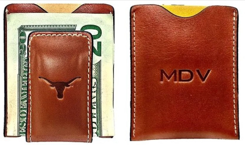 money clip card sleeve Black Genuine Cowhide Leather Money Clip Men's Thin Wallet ID Badge Cr –  kelvinrolenleathercollection main image 1